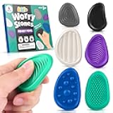 Fidget Toys Adults Sensory Stone: 6 Pack Textured Worry Stone for Autism Kids Calming Down - Fidget Stress Toys for Anxiety Relief - Small Students Prizes Fidget Toys
