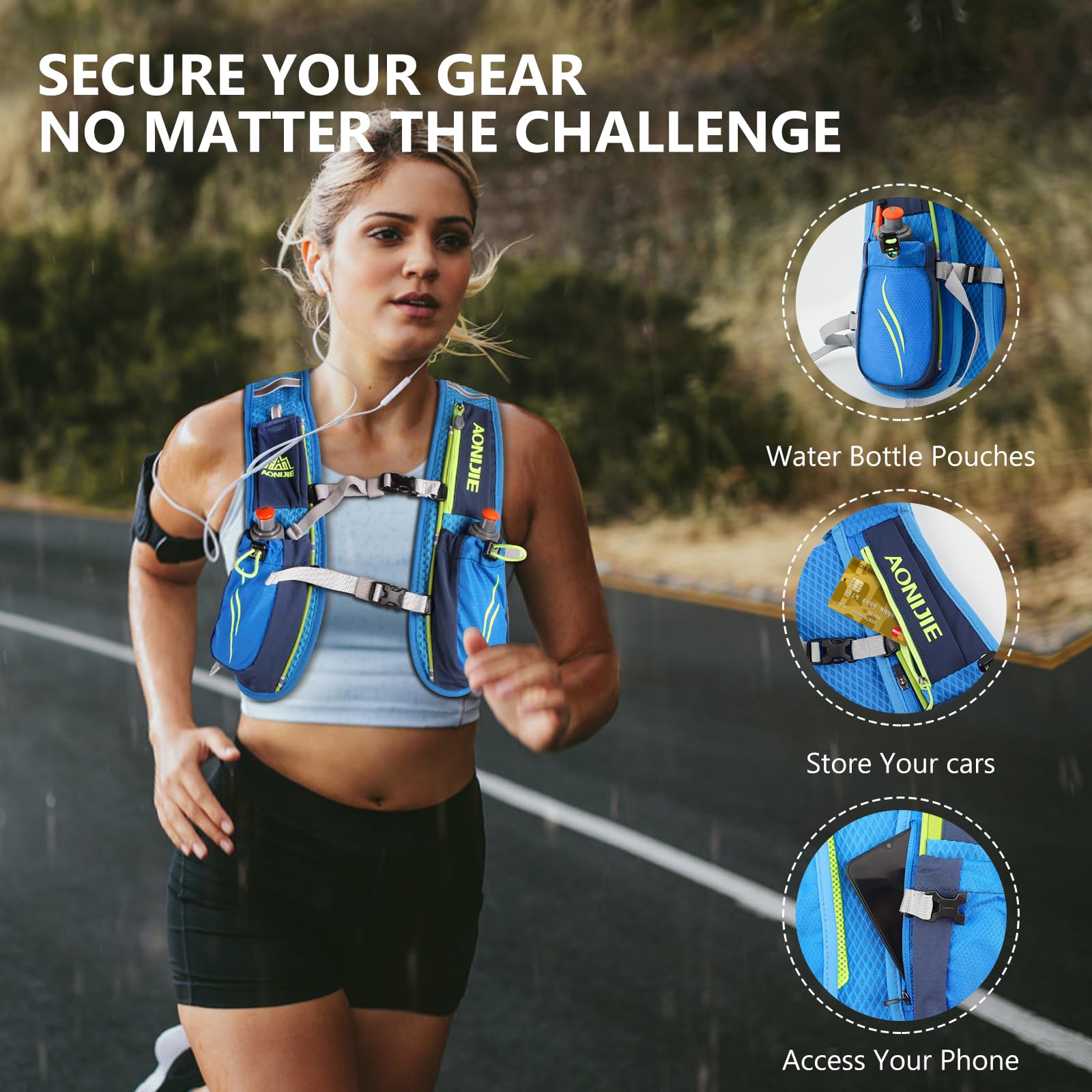Geila Mochila de hidratación, Chaleco de hidratación al Aire Libre Sport Trail Marathoner Running Race Mochila Ligera para Hombres y Mujeres