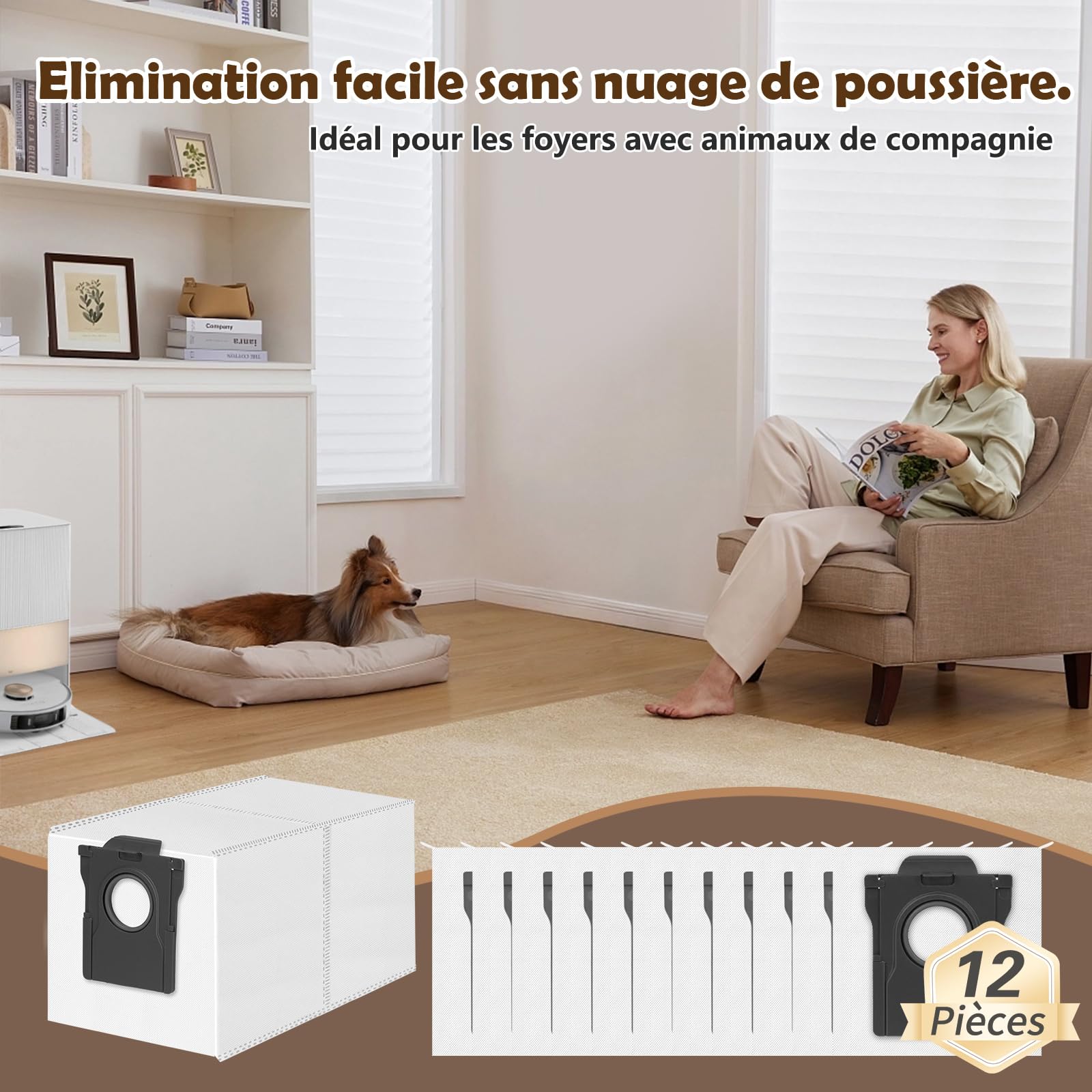 Dreame L10s L40s Pro Ultra L20 X40 X50 Sacs à Poussière 3,2L Lot de 12