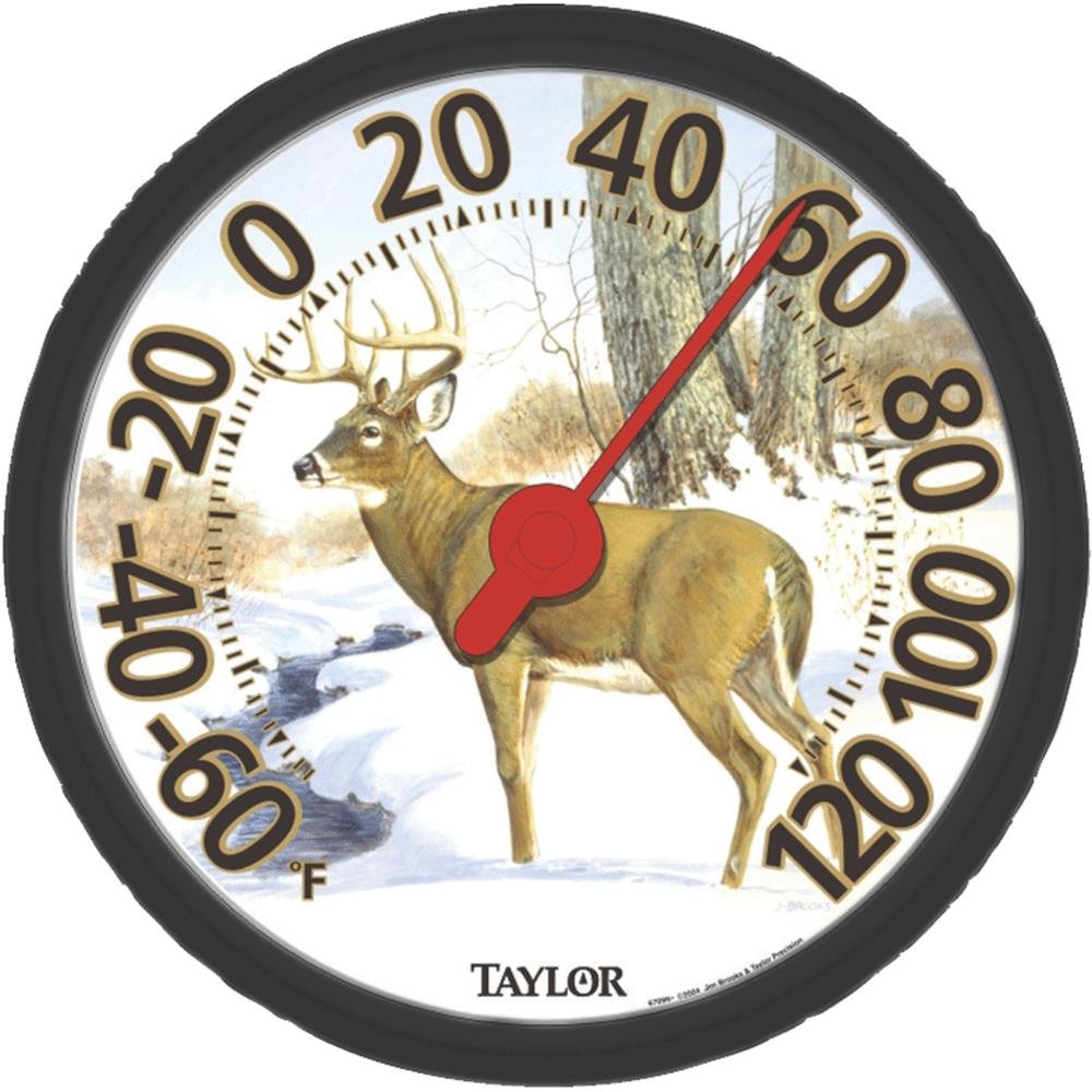 Taylor 6709E 13-1/2 inch Large Dial Outdoor Thermometer with deer design