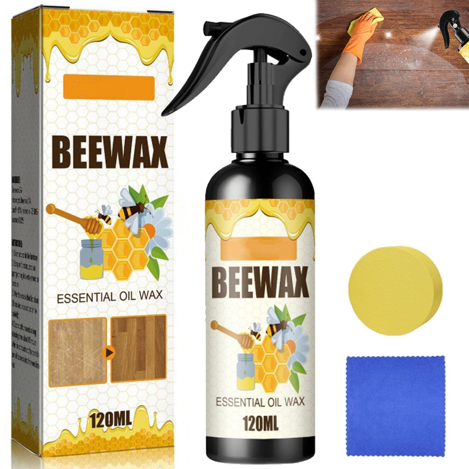 Beeswax Wood Polish Spray, 2026 Upgrade Beeswax Sprays For Wood, Natural Bees Wax Care Spray & Restorer, For Living Rooms,Kitchens,Wood Furniture Floors (1Pc)