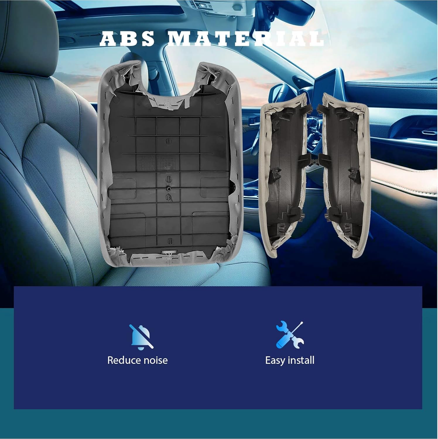 Compatible with Center Console Lid Armrest Honda Accord Replacement Cover 2008 2009 2010 2011 2012 Center Console Cover (Grey(Center & Front))