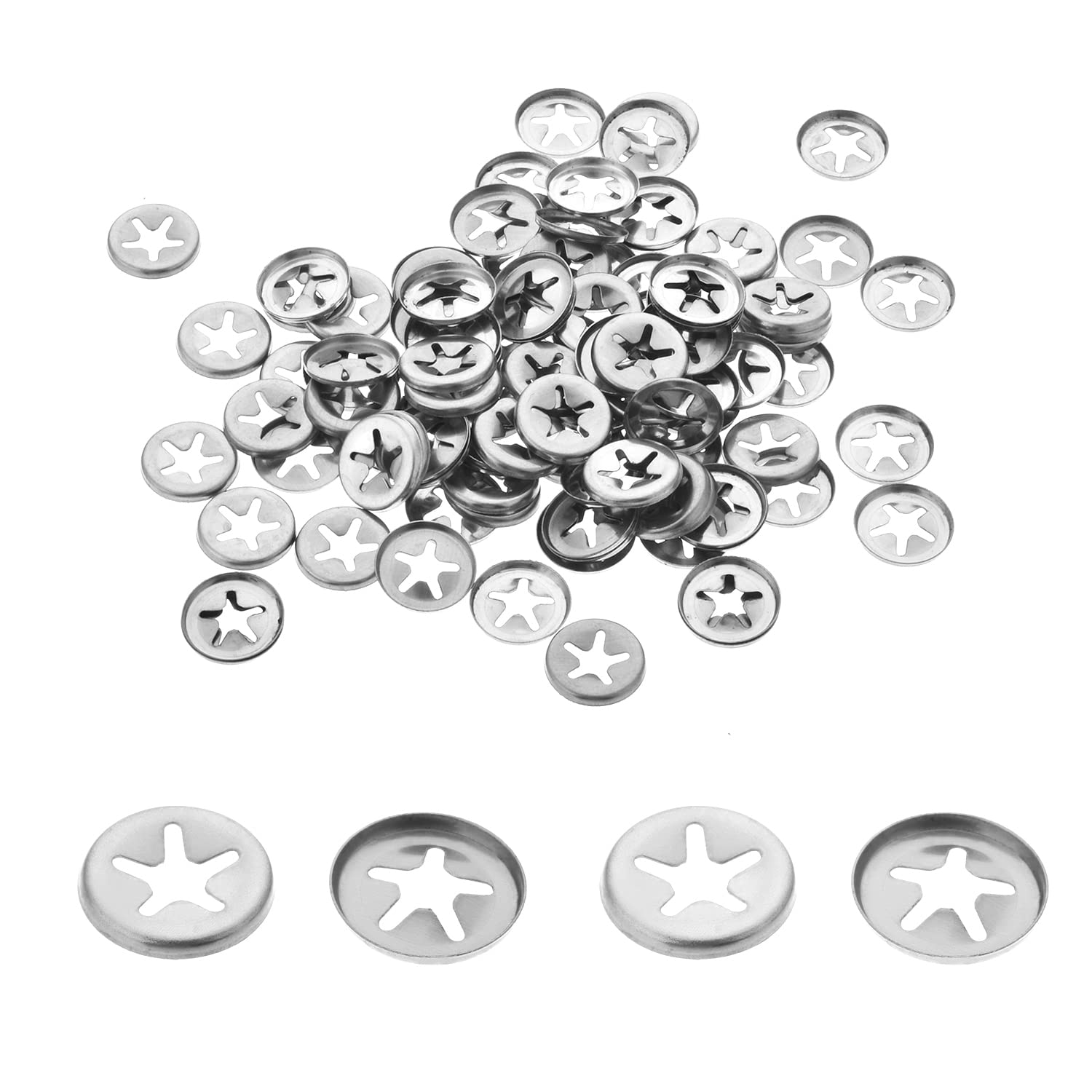 Othmro 100Pcs Starlock Washer 4mm Inner Dia 12mm Outer Dia, Push On Lock Washer Locking Washers Clips Fastener Stainless Steel Tooth Lock Washers for