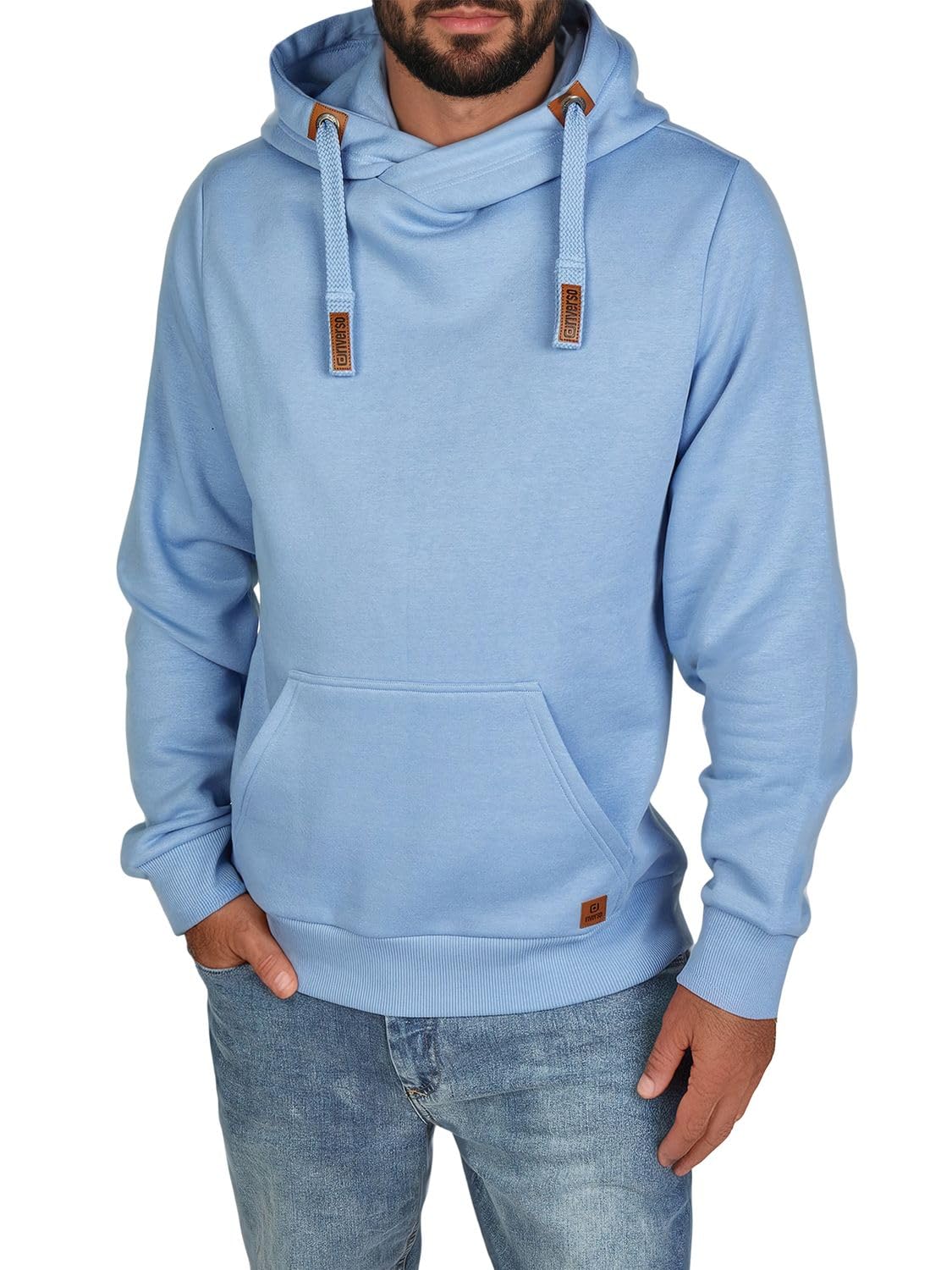 riverso Hoodie Herren Regular Fit RIVNiklas Kapuzenpullover Pullover Cross-Over-Kragen Grau Braun Grün Rot Blau Schwarz Beige S M L XL XXL 3XL 4XL 5XL