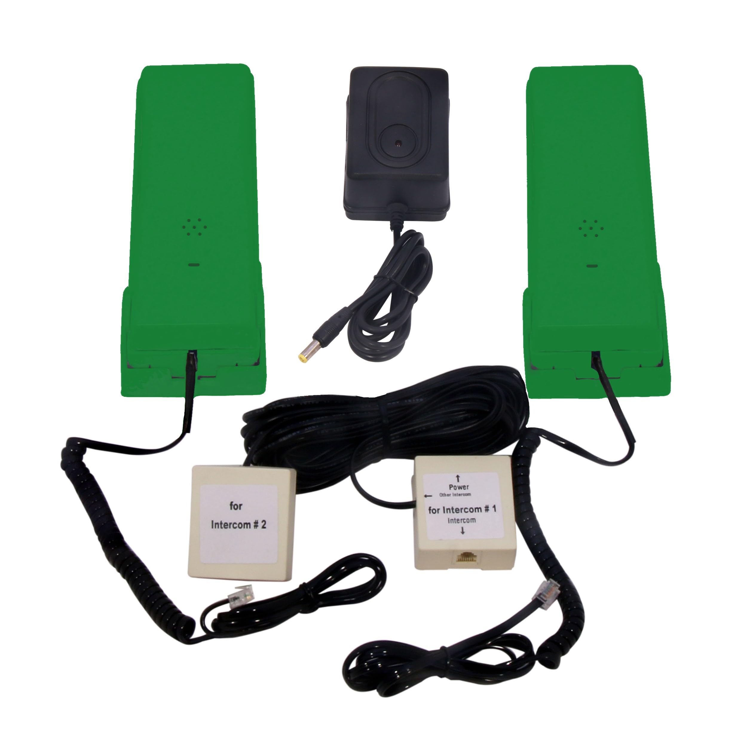Sonics Lift + Talk Intercom System 2 line, Plug & Play Intercom System with 10 MTS Wire & Power Adaptor, Green