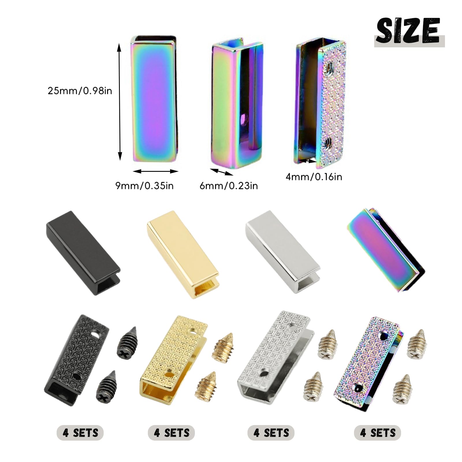 TTBellok 16 Sets Purse Decorative Clip Buckles, Metal Clip Buckles for Handbag Making Hardware, Belt Buckle End Tips, Webbing Zipper End Stopper for DIY Sewing Craft Belt Bag Repair