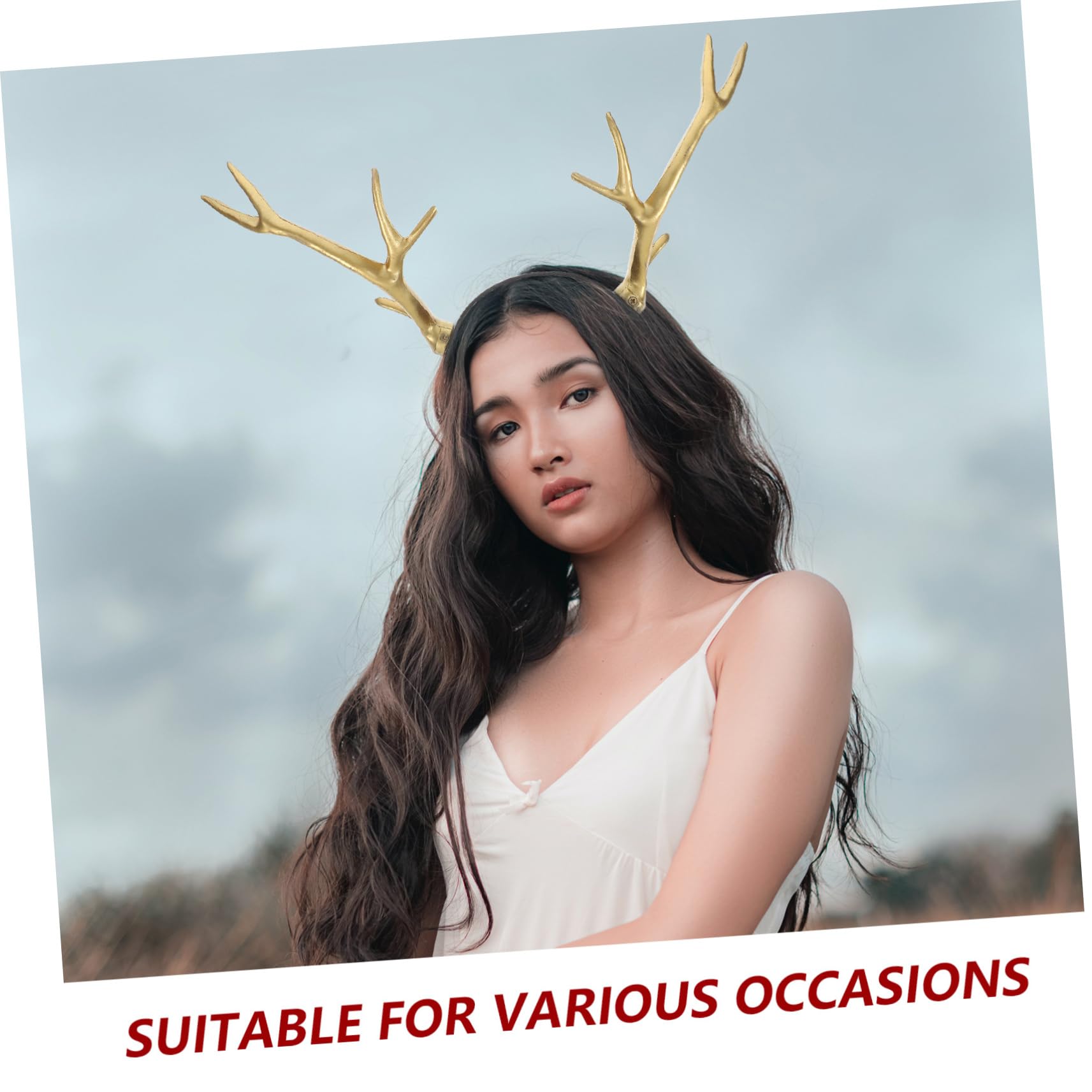 Toyvian Halloween Antler Headband Artificial Deer Antlers Hair Band for Cosplay Party Headdress and Photo Props Medium Size 11.6 X 10.6 Inches - Image 3