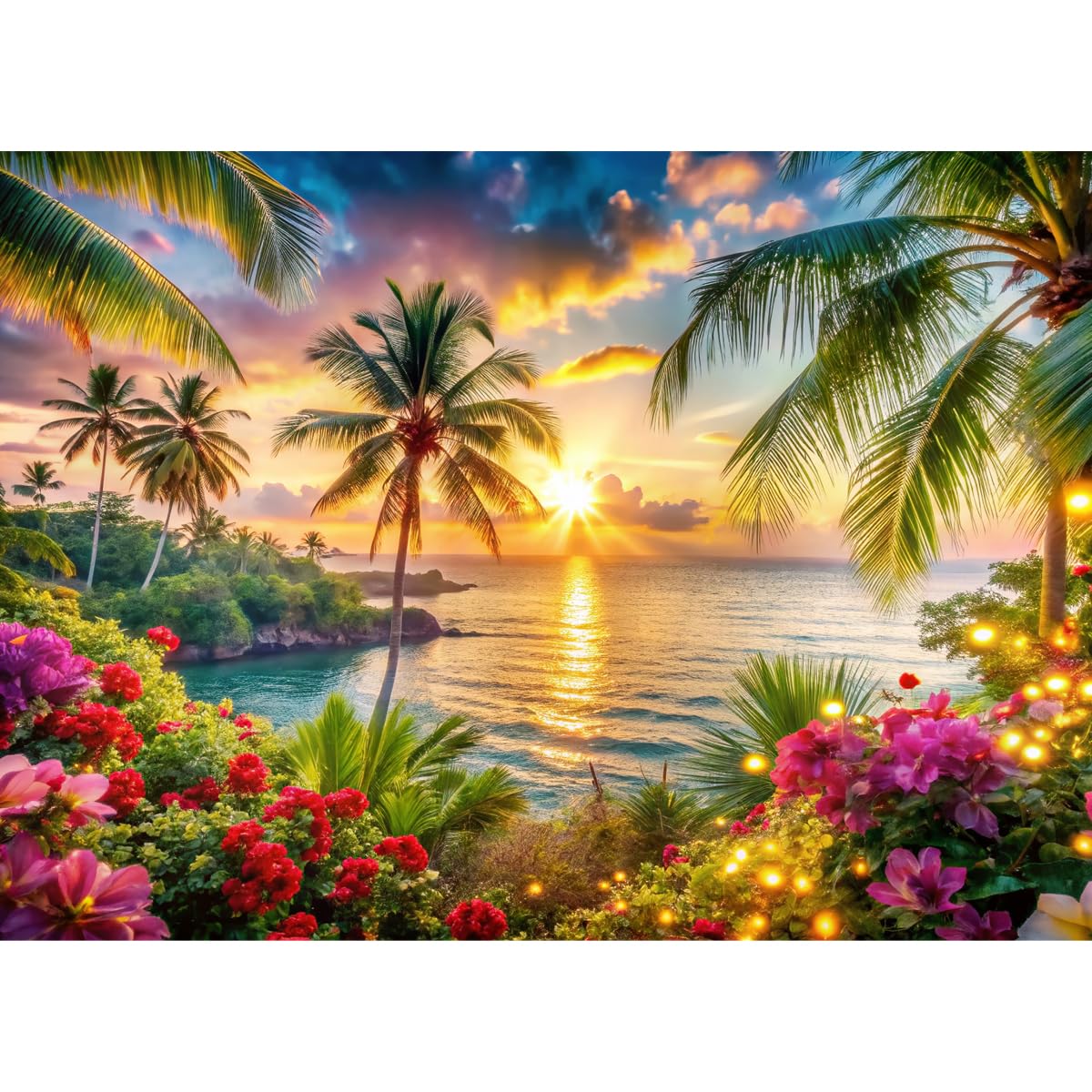 Beach Ocean Backdrop,Summer Hawaiian Beach Photography Backdrop,Palm Tree Sea Luau Aloha Party Banner for Photoshoot Backdrop 7x5ft