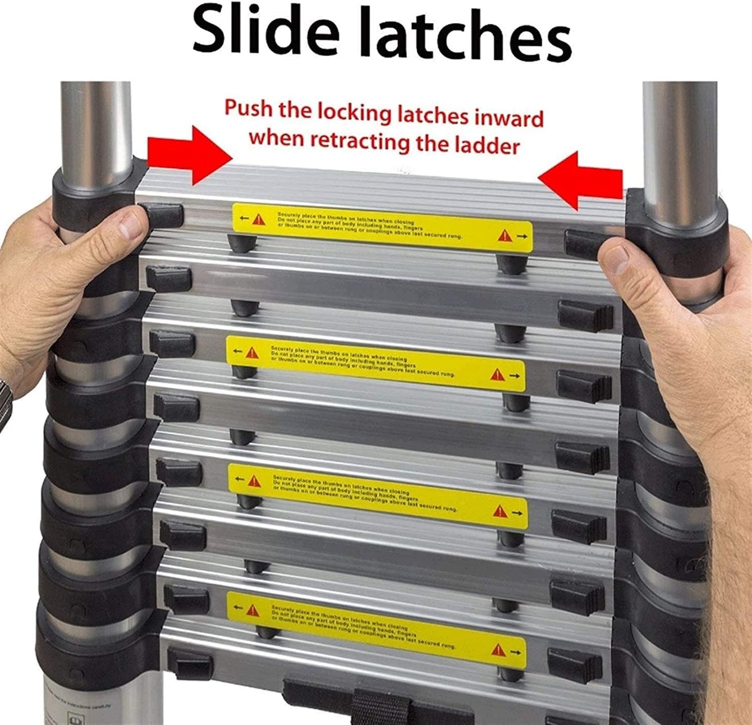 Telescoping Ladder,One-Button Retraction System Extension Ladder Aluminum Portable Multifunctional Ladder Stepladder