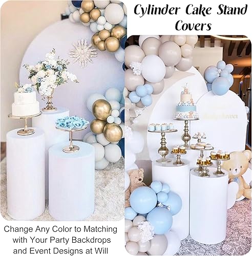 Miniatura 6 de Juego de 5 fundas de soporte cilíndrico de elastano para pedestal, fundas elásticas para zócalo, mesa de postre, cubierta de pilares para accesorios