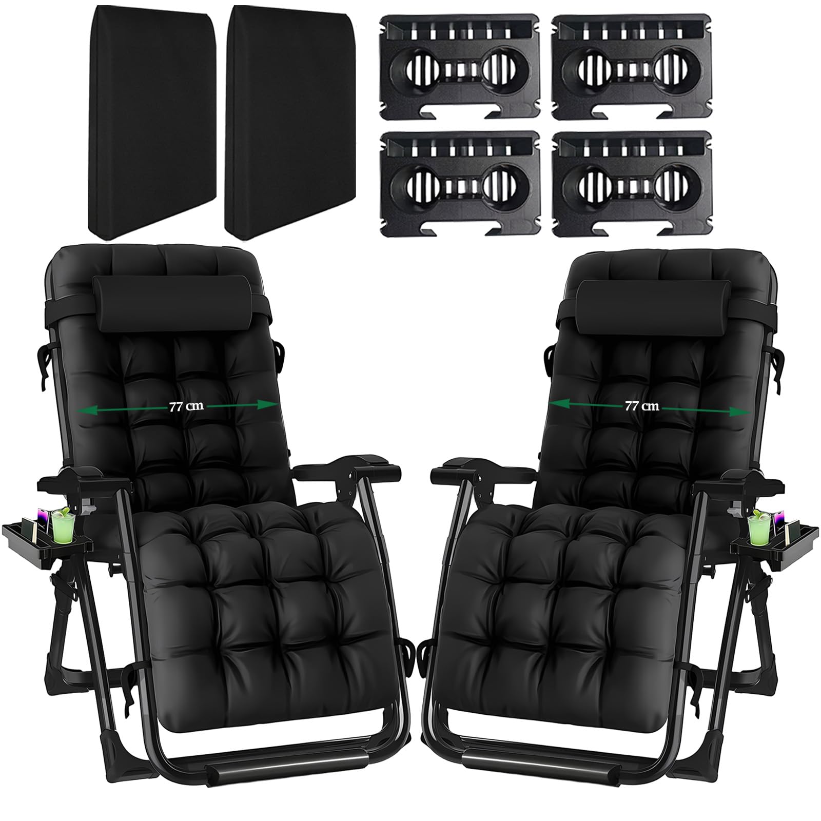 Fiutazge 2Pcs ExtraBreit Sonnenliege Liegestuhl Klappbar Verstellbarer