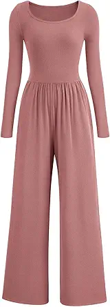 PRETTYGARDEN Womens Jumpsuits Dressy Casual Fall Fashion 2025 Trendy Long Sleeve Wide Leg Rompers Spring Work Office Outfits
