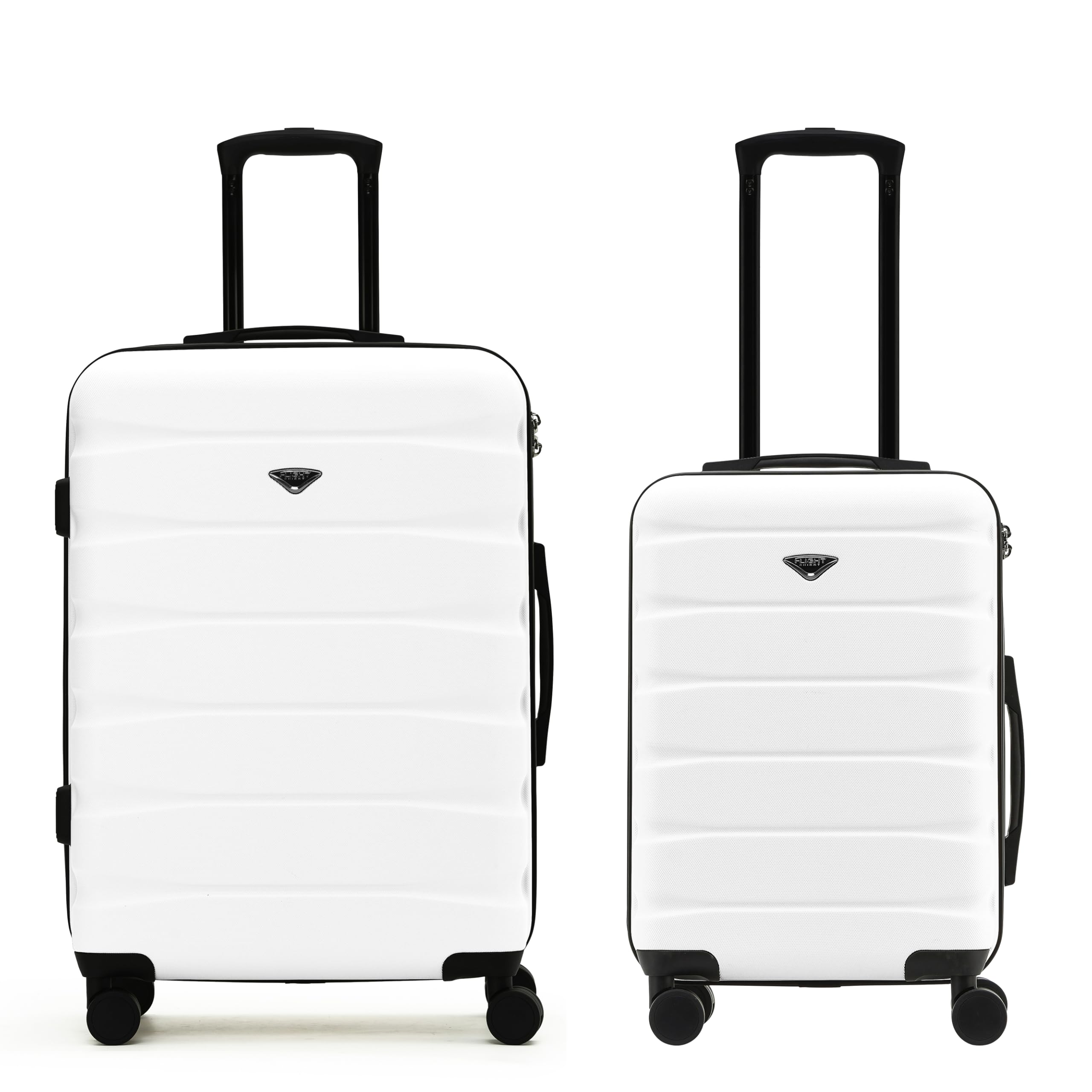 Flight Knight Luggage Sets - Carry-On & Medium 27" Checked Hardside Suitcase TSA Lock Silent Double Spinner Wheels - 22x14x9 Maximum Carry On Bag Size For American & United Approved Airlines