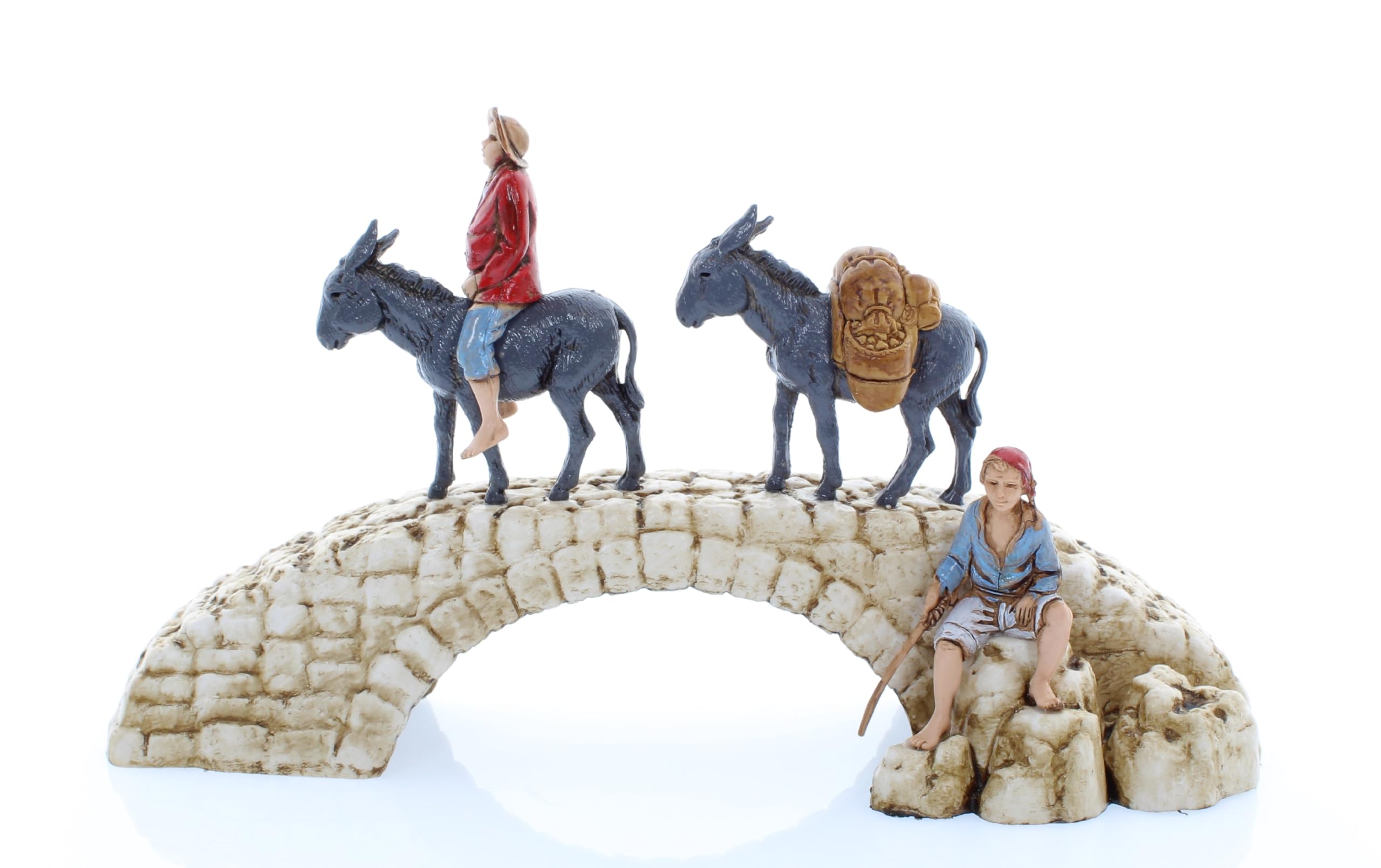 Moranduzzo Nativité 3 Sujets Pour Crèche De 10 Cm - STANDARD 10 - Échelle 1: 20 - Figurines Indestructibles, Finies à La Main, Sculpteur M. Landi, Made In Italy