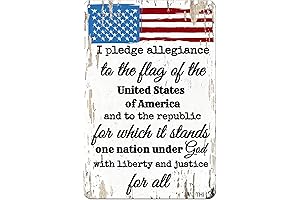 Vintage Tin Sign Allegiance Flag, American Flag Decor, Signs For American