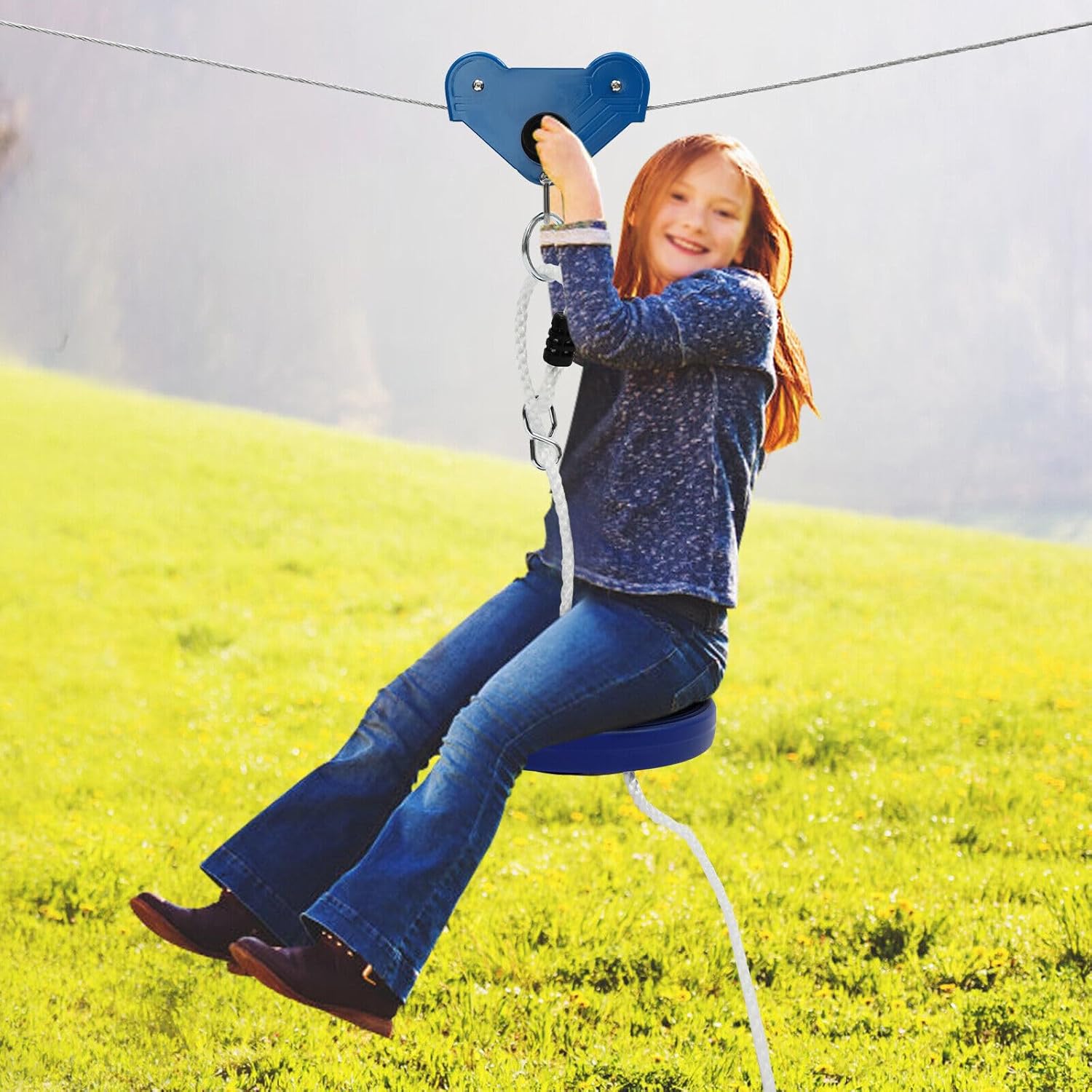 80FT Zip Line Kit for Kids and Adult,Up to 380 lb,Accessory for Warrior Obstacle Course for Kids,Zipline Kits for Backyard