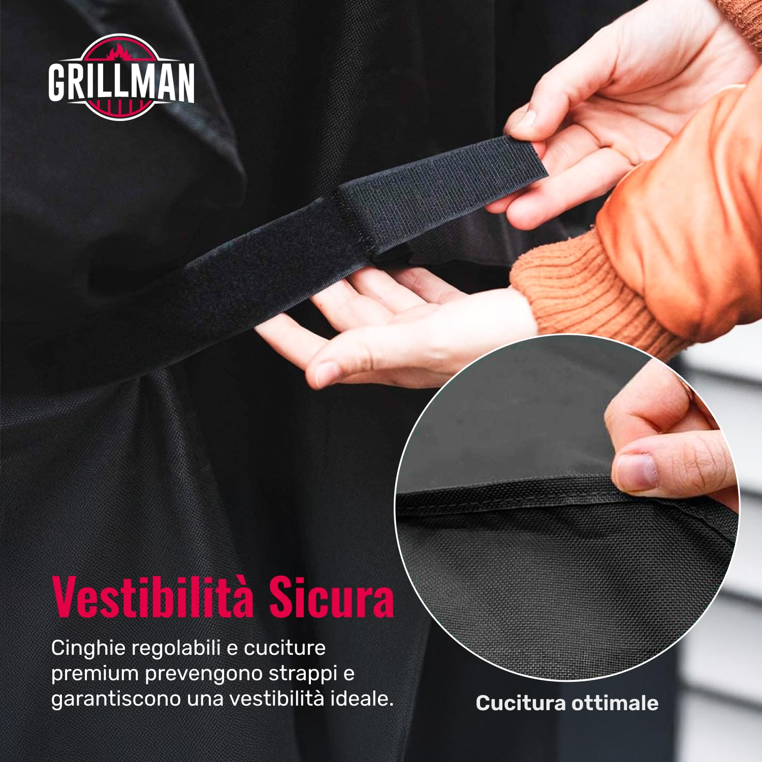 Grillman Premium Copertura per Barbecue, Copertura per Barbecue a Gas per Weber, Brinkmann, Char Broil ETC. Resistente agli Urti, ai Raggi UV e all'Acqua (163 cm, Nero)