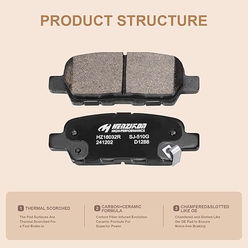 Miniatura 2 de Pastillas de freno traseras de cerámica para repuesto automotriz compatibles con Infiniti, Nissan RogueMuranoAltimaSentraPathfinder, pastillas de