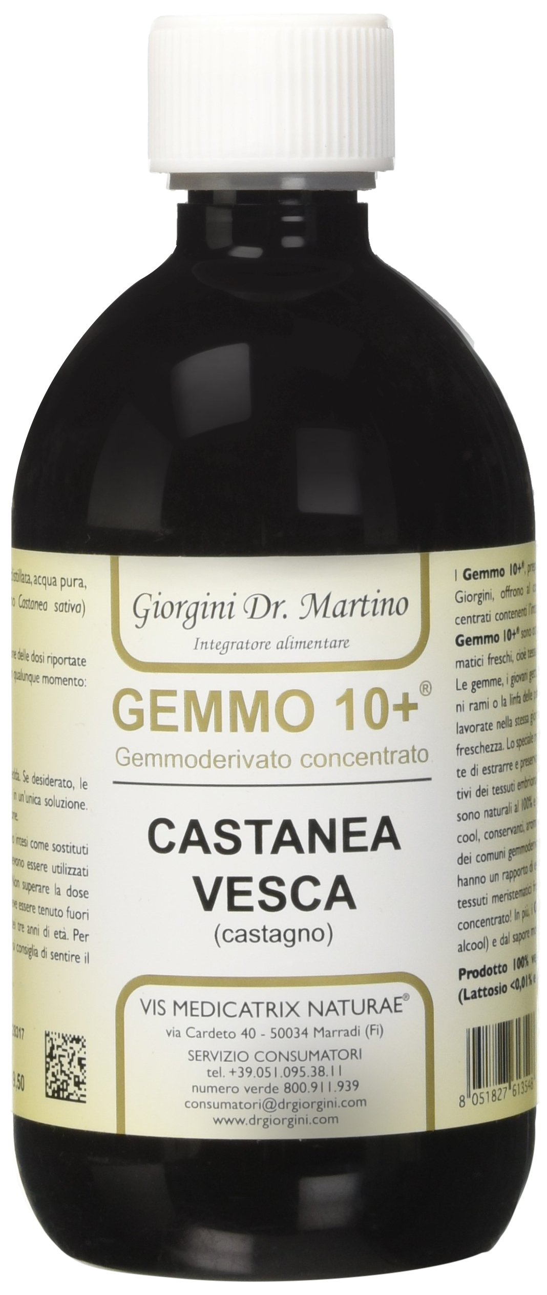 Dr Giorgini Integratore Alimentare, Castagno Gemmoderivato Concentrato Liquido Analcoolico - 500 ml