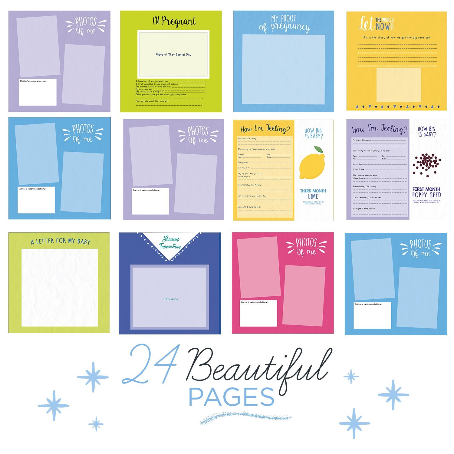Meine 9-monatige Reise | Schwangerschafts-Tagebuch mit Aufklebern | Baby-Scrapbook und Fotoalbum | Schwangerschaftsmust-Haves Geschenke für Mütter zum ersten Mal | Bild- und Meilensteinbücher für