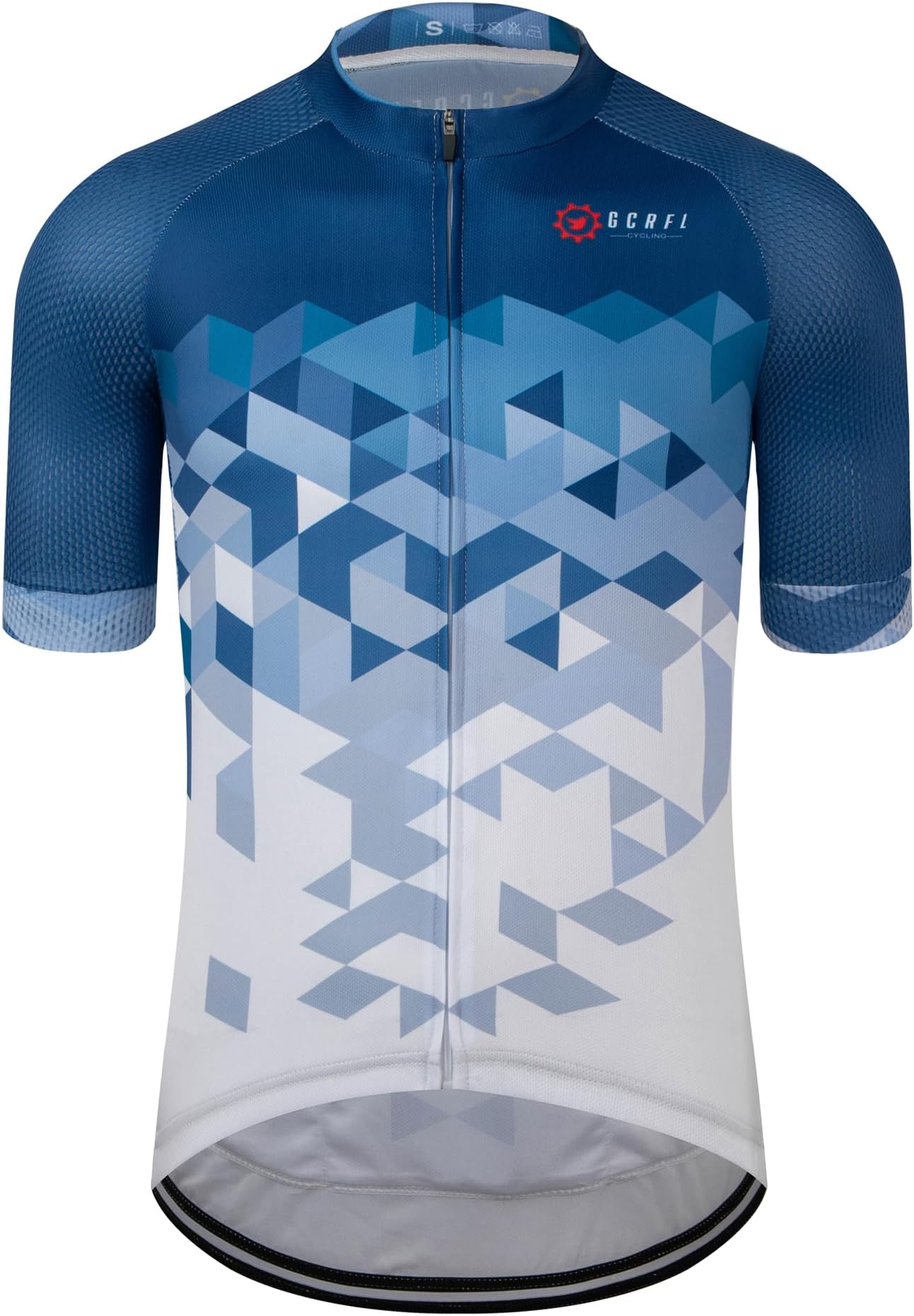 GCRFL Men's Cycling Jersey Short Sleeve Biking Shirt with 3 Rear Pockets + Zipper Pocket Breathable Quick Dry Bicycle Jersey