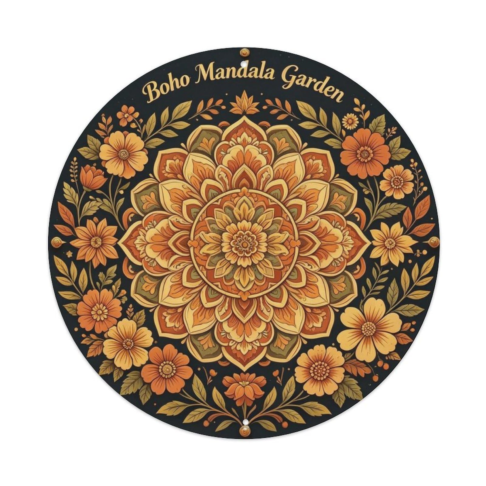 Boho Mandala Garden Metal Tin Sign Plaque