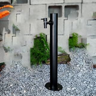 Rubinetti da Esterno Fontanelle da Giardino Acciaio Inossidabile Fontana d'Acqua Indipendente Fontanella a Colonna Moderna in Acciaio per Esterno Casa Giardino(Black,60cm/23.62in)