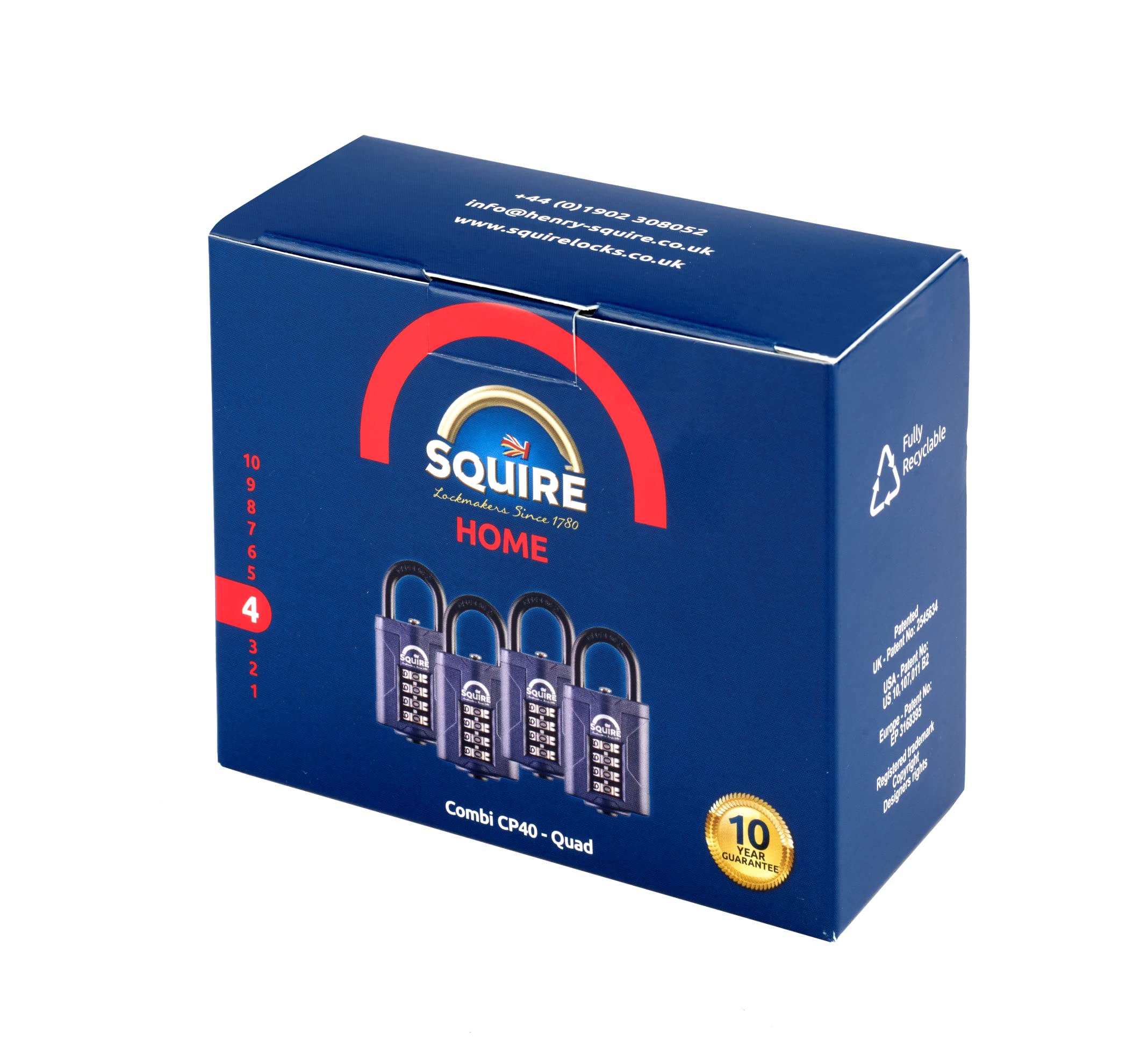 Lucchetto A Combinazione Squire CP40BLACK In Acciaio Legato - 4 Ruote, 40 Mm, Nero, Resistente Alle Intemperie - 2