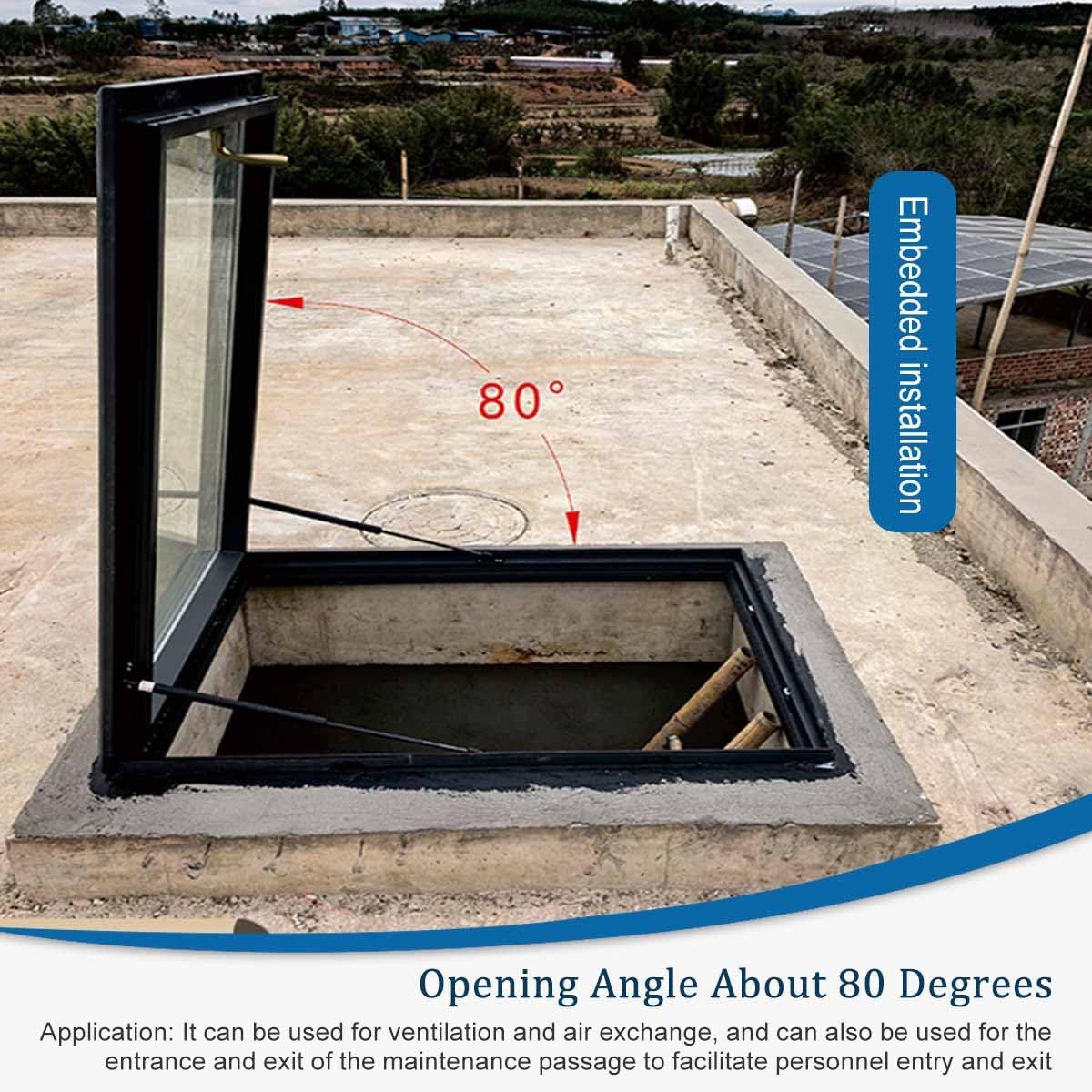 Manual Venting Skylight - No Leak Design For Attic, Sunroom, Basement - 65x55cm Roof Window With Tempered Glass