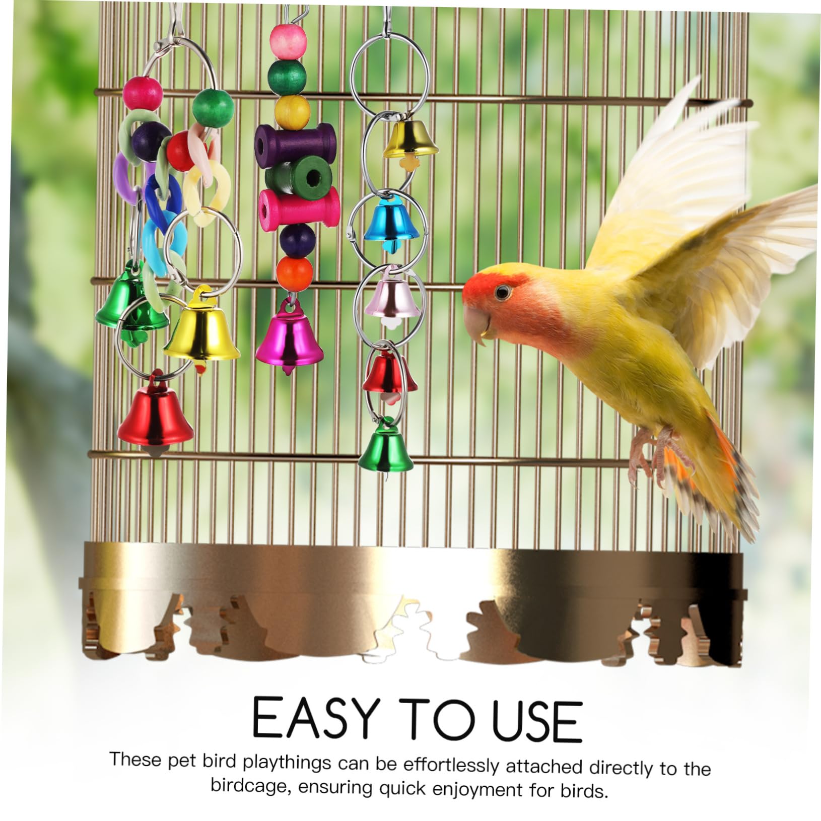 POPETPOP 1Set Bird Swing Chime Hammock Perch Stand for Parakeets and Birds Durable Construction Easy to Attach Fun Play Options Design