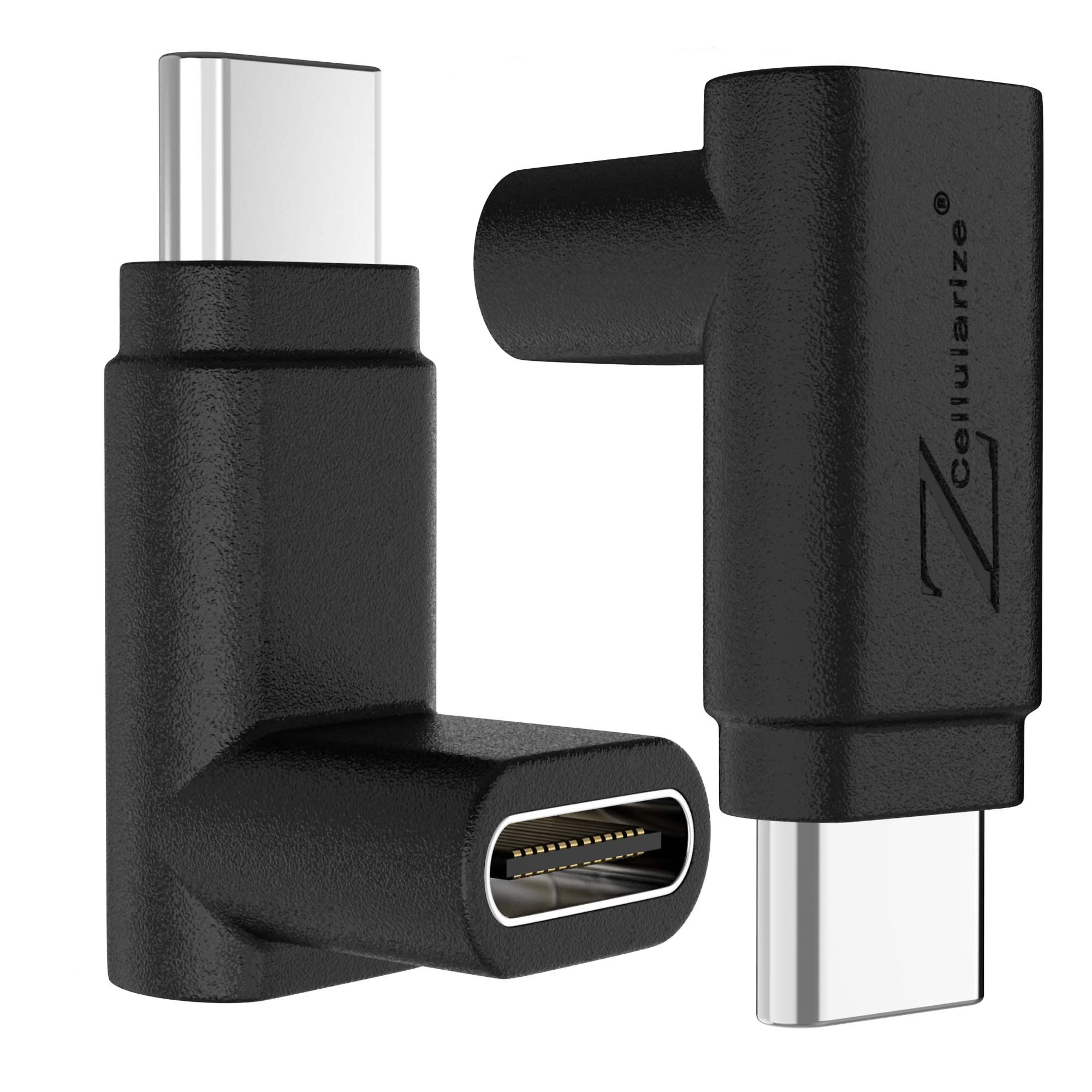 Buy Right Angle USB C 90 Degree Adapter Up Down (2 Pack) Cellularize