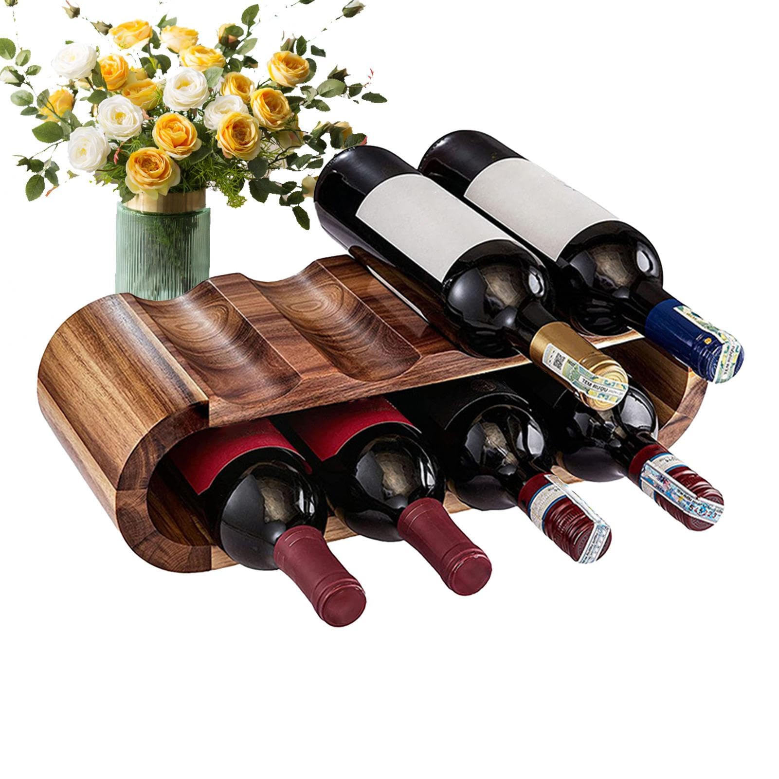 Portabottiglie In Legno A 2 Ripiani 8 Posti Organizzazione Risparmio Spazio | Di Archiviazione Per Vino Per Appassionati Regalo Casa Arredamento Interni