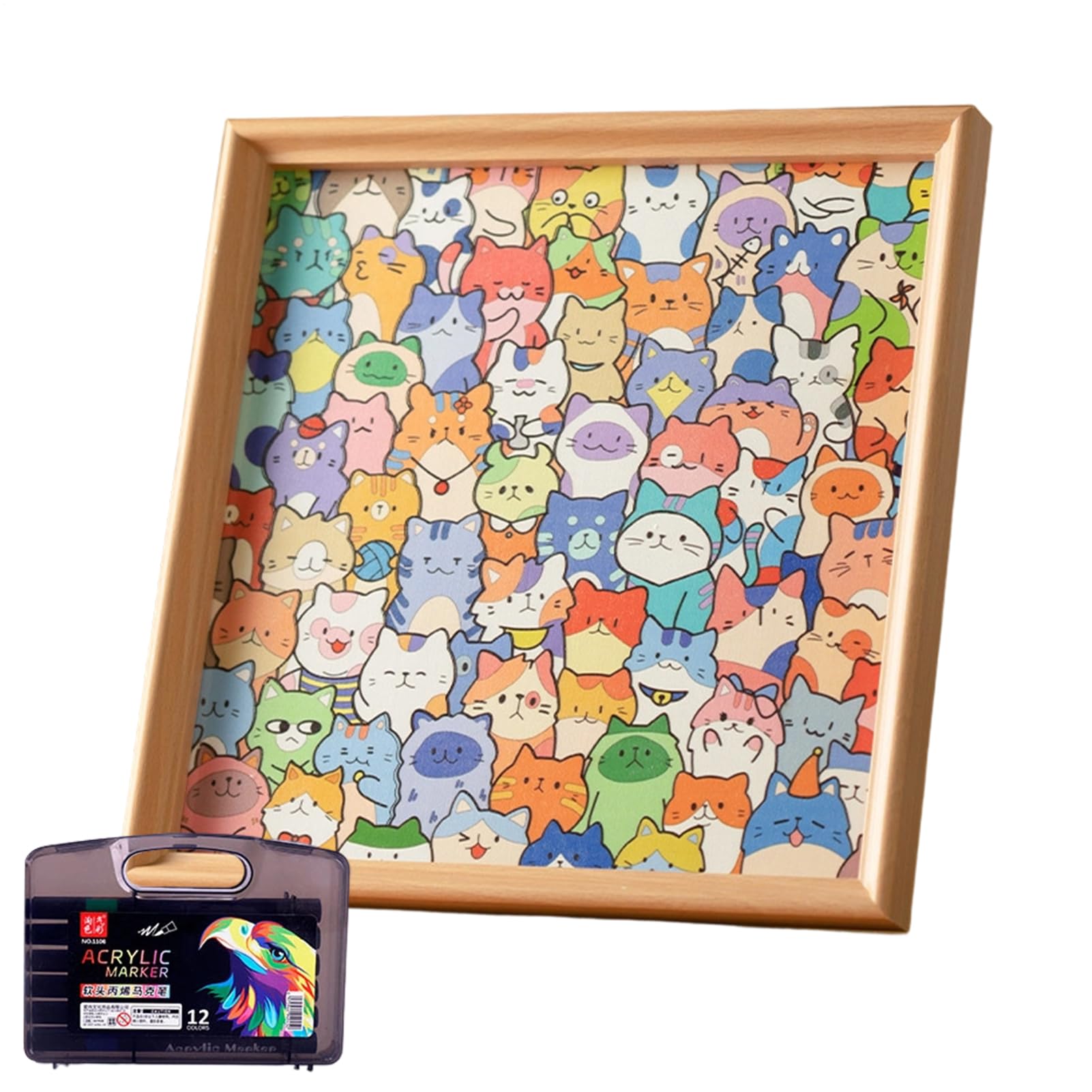Puzzle Drewniane Kolorowanki Drewniane Zabawki Edukacyjne | Puzzle Zwierząt z Ramką na Zdjęcia dla Dzieci Chłopców Dziewczynek w Domu Podróży Sypialni Święta Urodzin Bożego Narodzenia