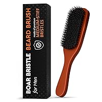Vista 1 de Cepillo de barba para hombre con mango – Cepillo de barba de cerdas de jabalí suave para hombres, diseño de madera de 9 pulgadas para barbas