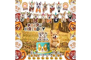 Festive Corgi Party Decorations Set: Picture-Perfect Background and Balloons for a Paw-some Dog Birthday Celebration