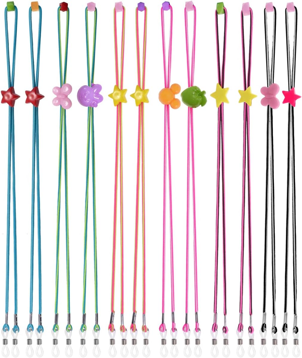 ANCRIS 12Pcs Kids Glasses Strap Rainbow Adjustable Children Glasses Strap Eyewear Retainer Cartoon Stretchy Eyeglasses String Strap Face Mask Chain Sunglasses Lanyard Cord for Women Men Sports