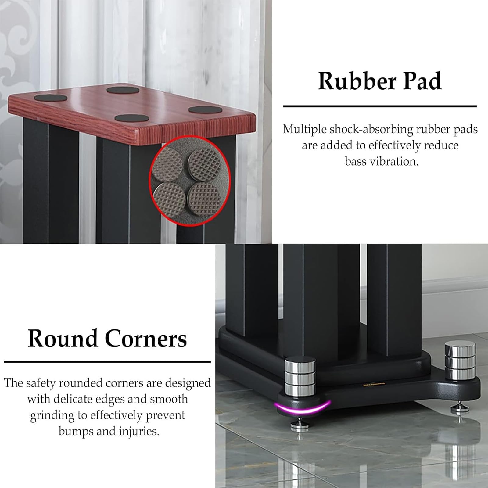 Coppia di Supporti Robusti per Diffusori da Scaffale Bookshelf, Supporti da Pavimento per Diffusori Surround e Satelliti Home Theater/Studio,A,22×28×30cm