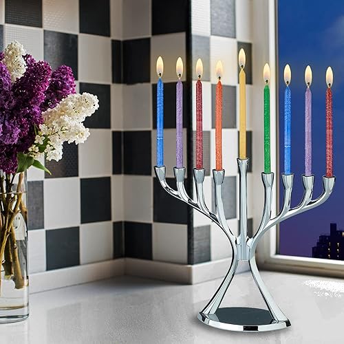 Vista 69 de Velas para Jánuca de Rite-Lite Judaica Hechas a mano, de color azul y blanco. Caja de 45 unidades. Azul y Blanco,Blanco,azul/blanco,Splash