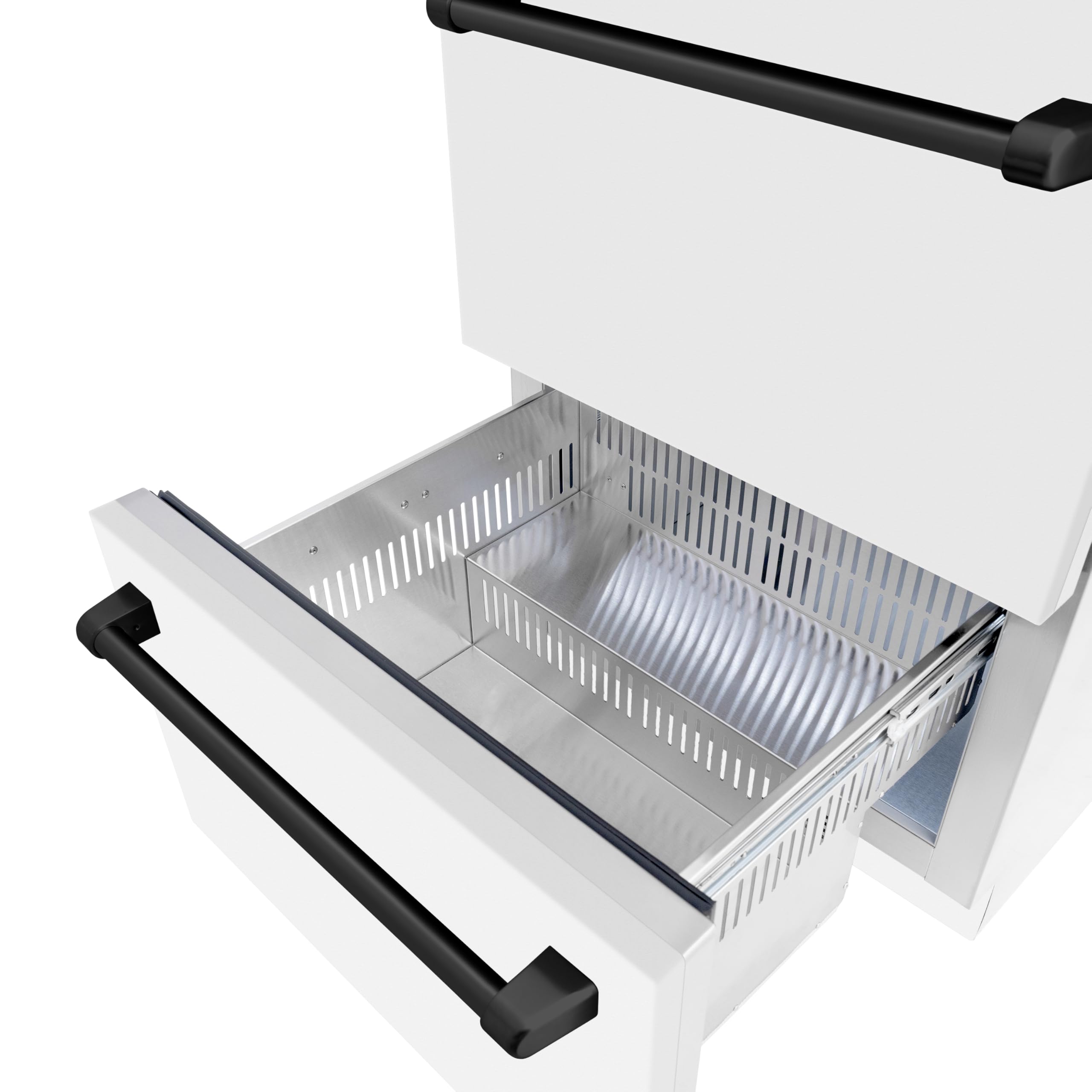 ZLINE Autograph Edition 24 In. Touchstone 168 Can Outdoor-Rated Dual Refrigerator Drawer With White Matte Doors And Matte Black Handles (Rdsoz-Wm-24-Mb) on Fridge.com - View 4