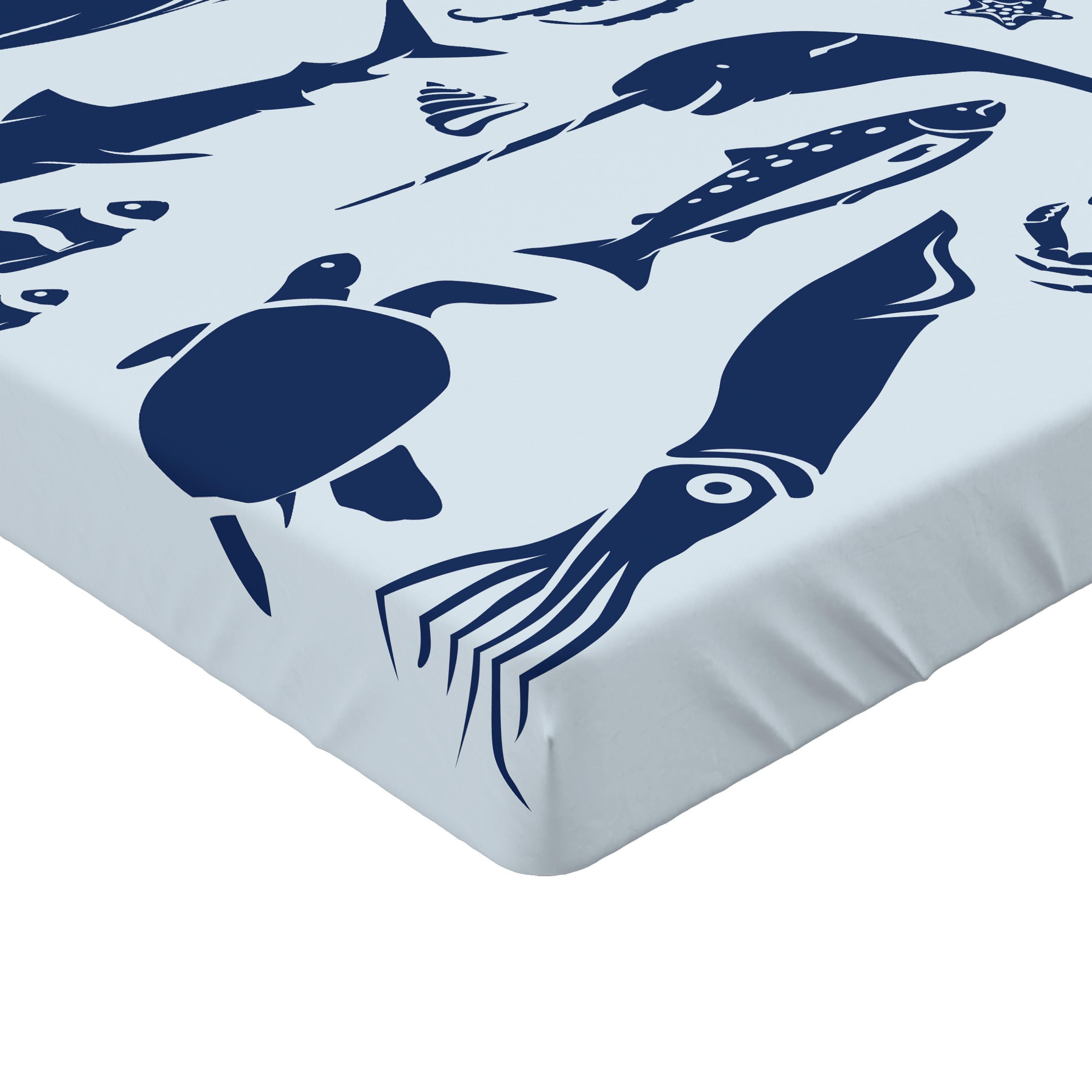 Ambesonne Nautical 2 Pack Fitted Sheet, Seal Life Aquatic Animals, Bed Cover All-Round Elastic Deep Pockets 2 Pieces, Package Contains 2 Twin XL Size Fitted Sheets, Blue Night