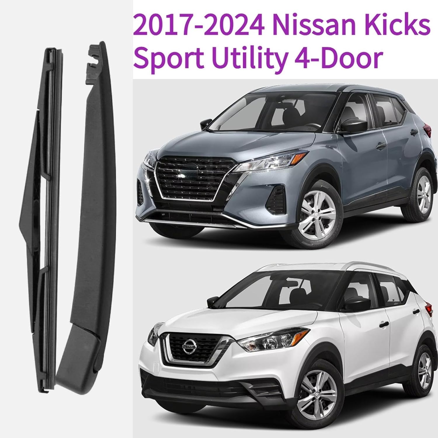 Rear Wiper Blade Arm for Nissan Kicks 2017-2024 Exact for S SR SV Advance Bitono Exclusive Platinum Sense Trims Back Windshield Wiper Blade Set Replacement for 2017 2018 2019 2020 2021 2022 2023 2024