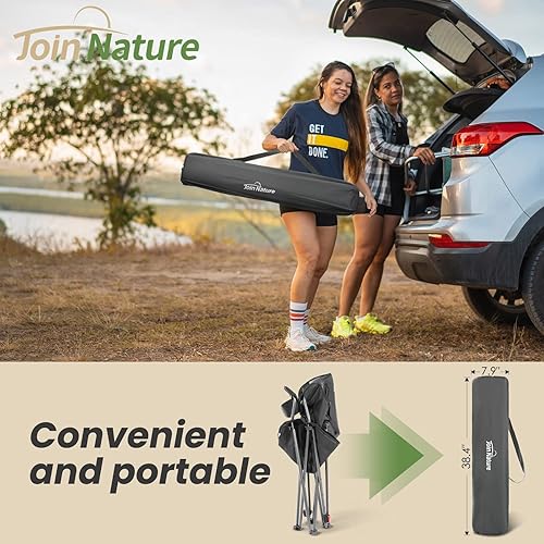 Miniatura 6 de Join Nature Silla de campamento, reclinable de 3 etapas, silla de césped plegable acolchada y cómoda con soporte para tazas, perfecta para
