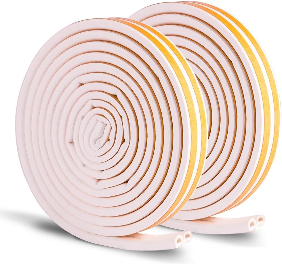 NouveLife Waterproof Insulation Door Window Strip D Form 10m EPDM Tape 9mm x 6mm Waterproof Noise Isolation Air Passage Block, white