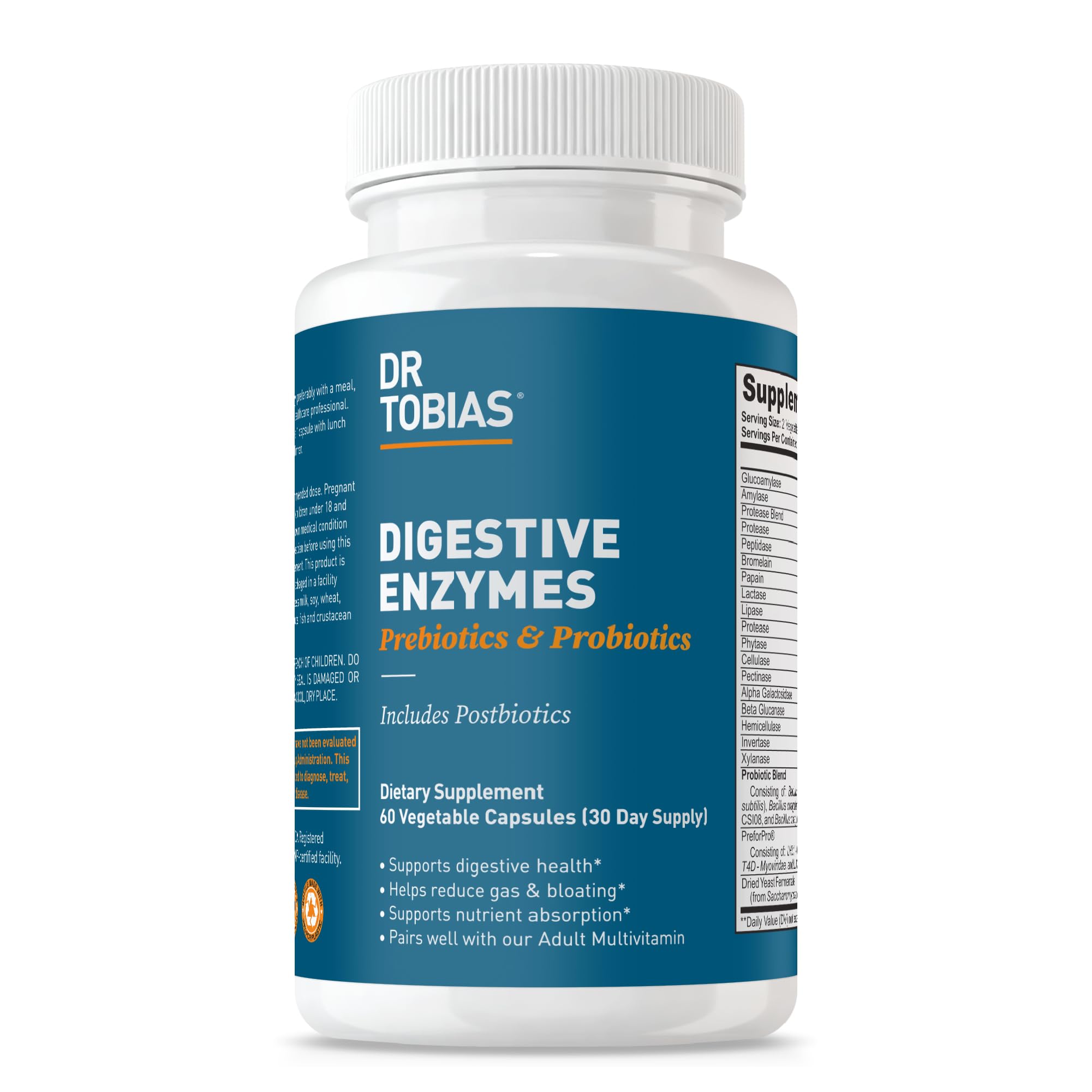Dr. Tobias Digestive Enzymes + Prebiotics & Probiotics 60 Capsules