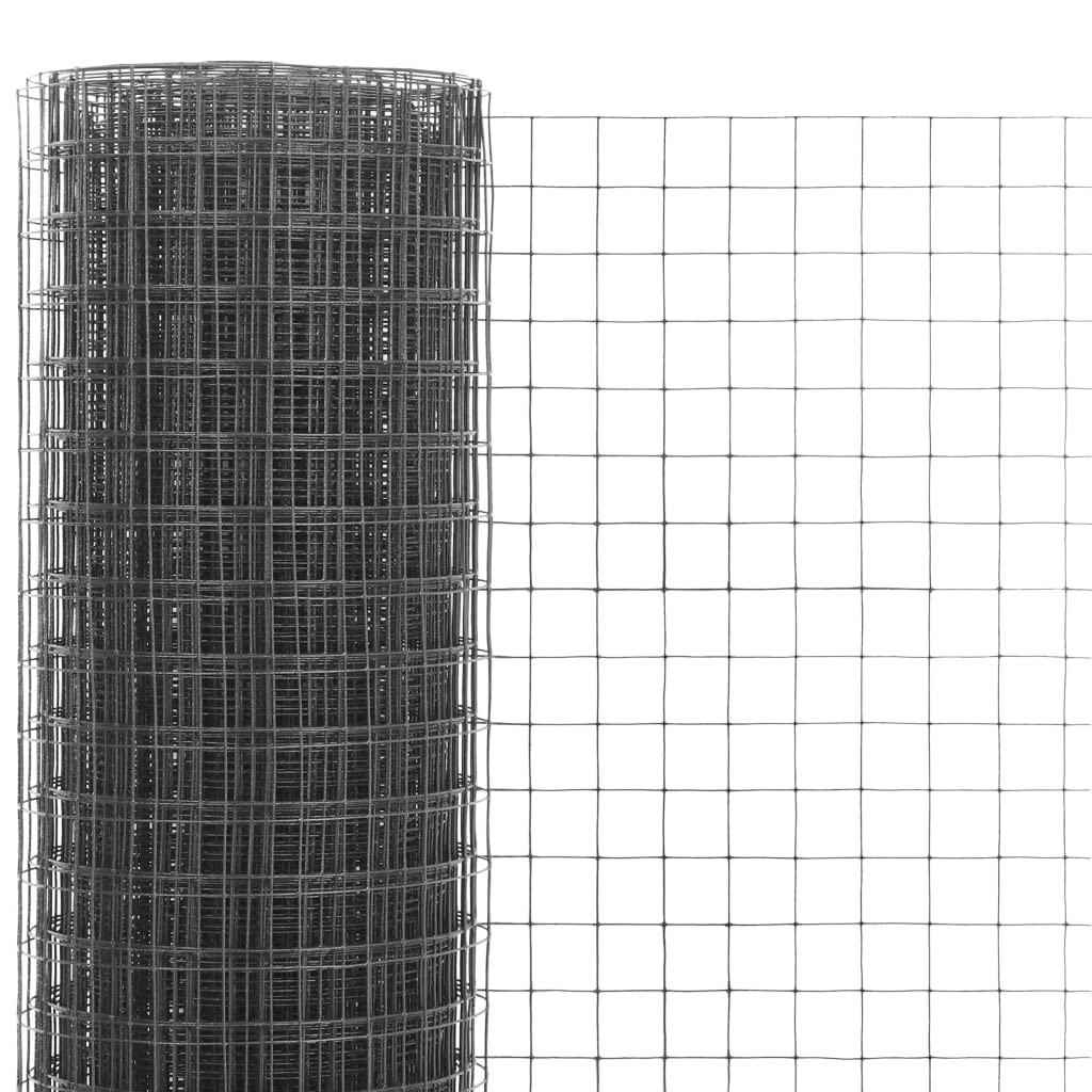 Brokky Alambrada de gallinero Acero Revestimiento Malla gallinera Metalica Valla Metalica Exterior PVC Gris 25x1 m