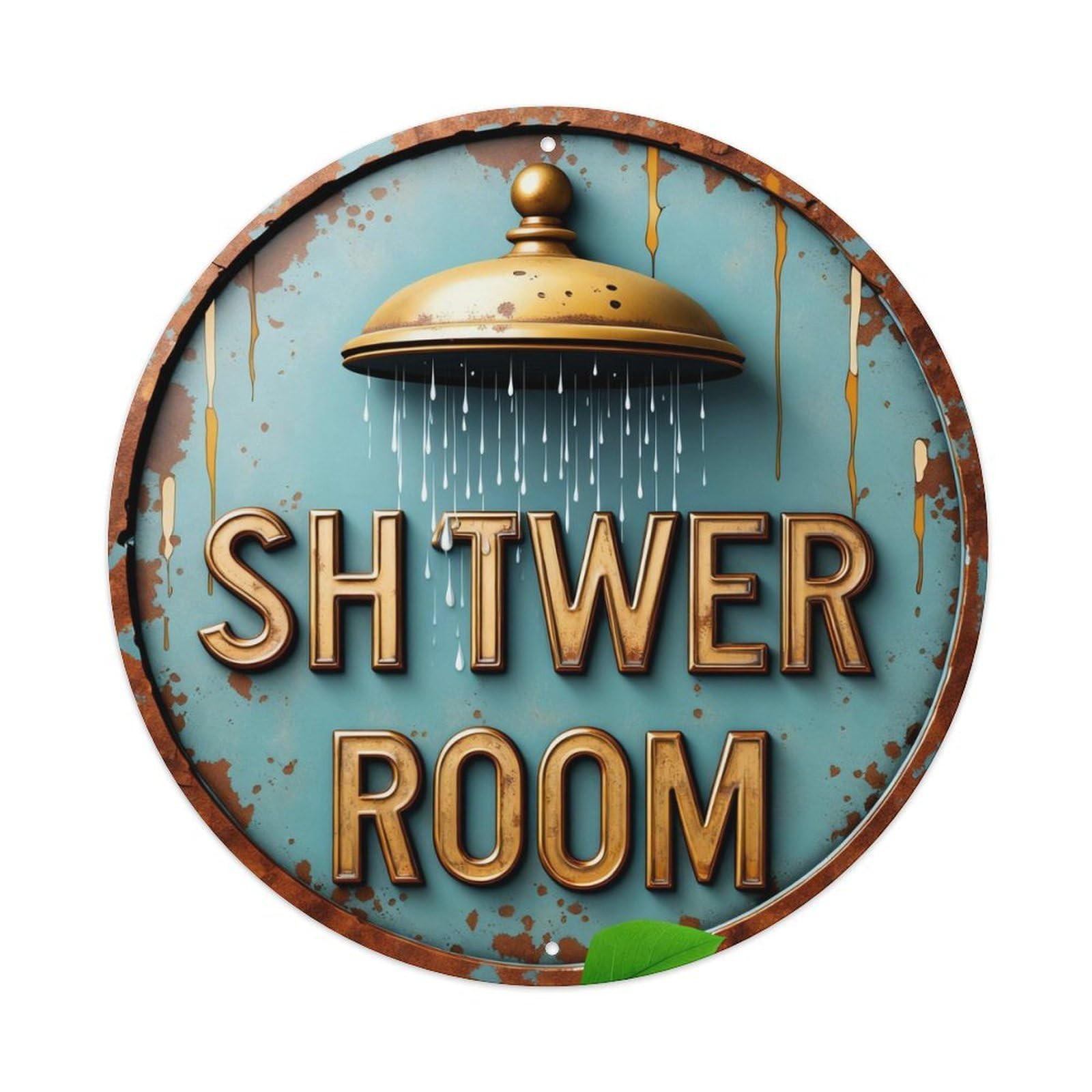 Shower Room Sign Rustic Design Round Metal Tin Sign Vintage Wall Decor, Bar Garage Cafe Kitchen Home Wall Art Poster 8x8inches