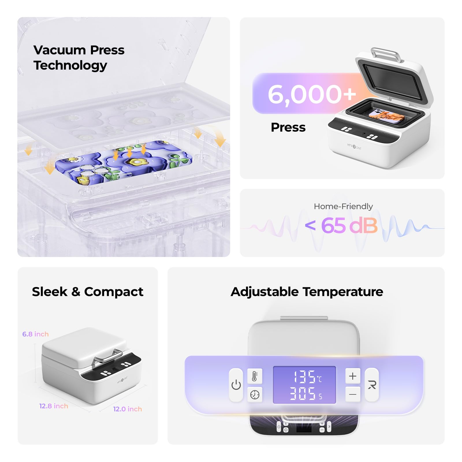 HTVRONT Máquina de prensado térmico de vacío H17 para fundas de teléfono compatible con iPhone y Android, para fundas de teléfono personalizadas, insignias, posavasos, incluye película y accesorios