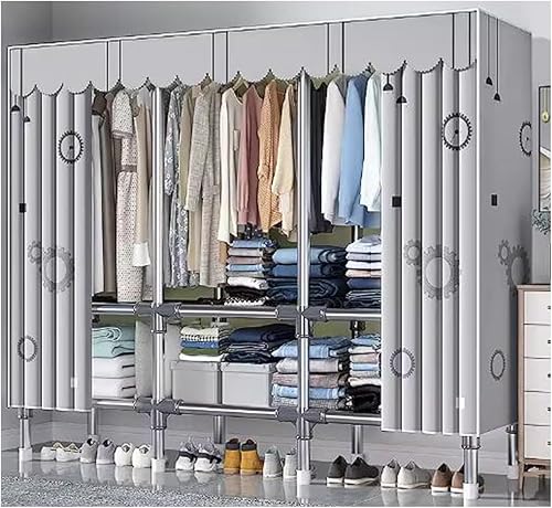 Miniatura 22 de large closets Assemble Wardrobe Closet Rugged Metal Frame Wardrobe Rack with Thick Cloth Cover Armoire Wardrobe Closet with Hanging Rods