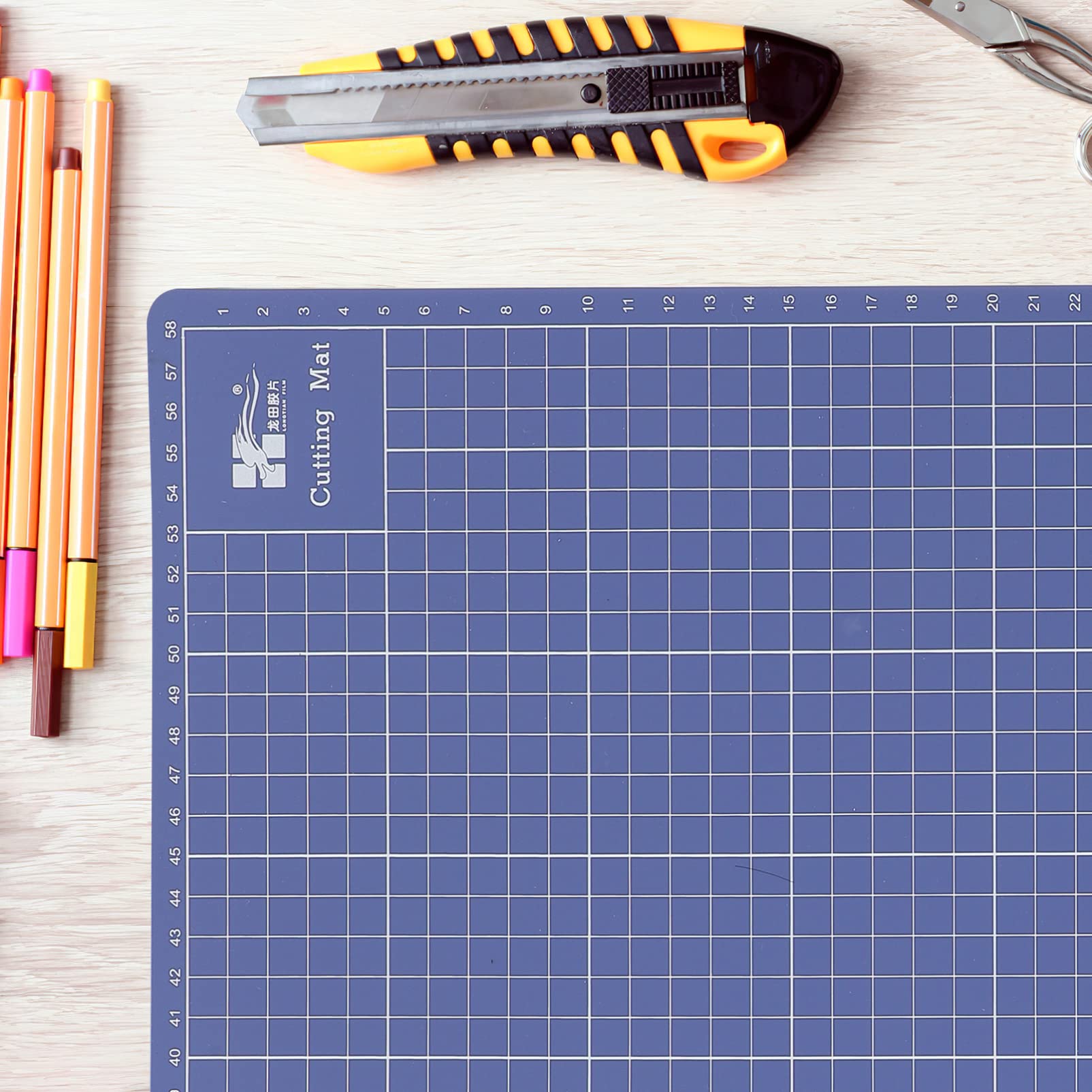 Tapete de Autocurativo para Corte Plegable A3 a A2 Manualidades | Pvc Azul, Uso en Costura y Scrapbooking, Formato Portátil para Creadores y Estudiantes