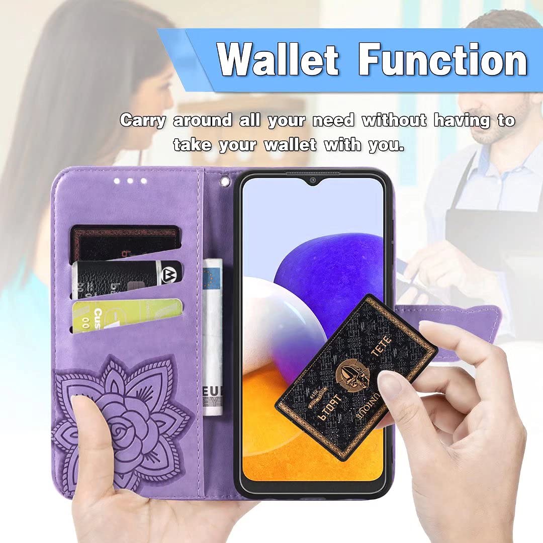 WOBURN Leather Folio Cover per Oppo A78 5G, Goffratura Rosa Custodia in